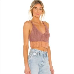 Free People Intimately Here All Day Brami In Mauve Colorblock Combo